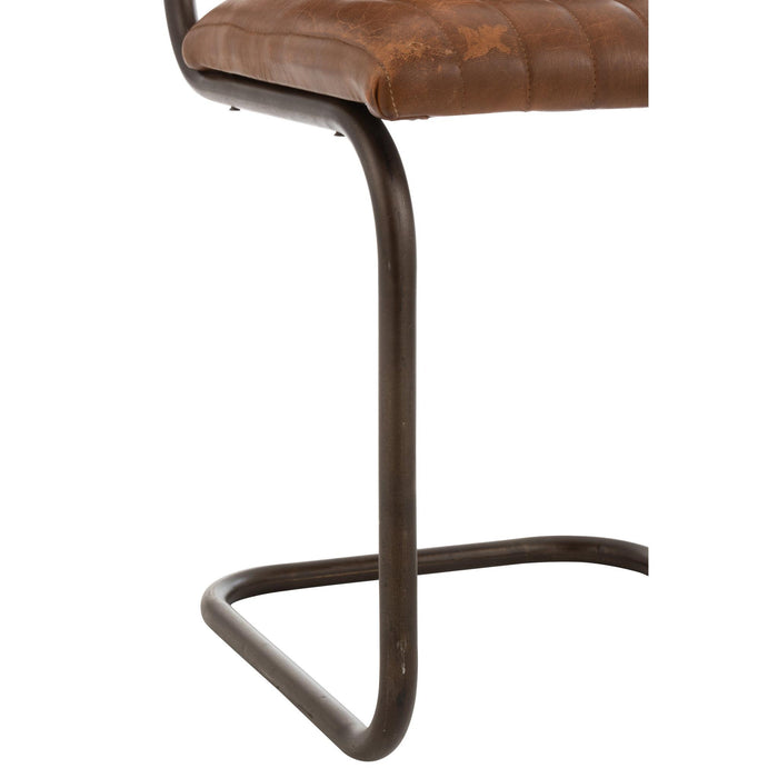 Eetkamerstoel Bruin Leer 45 cm 45x52x88 cm-Eetkamerstoelen-J-Line