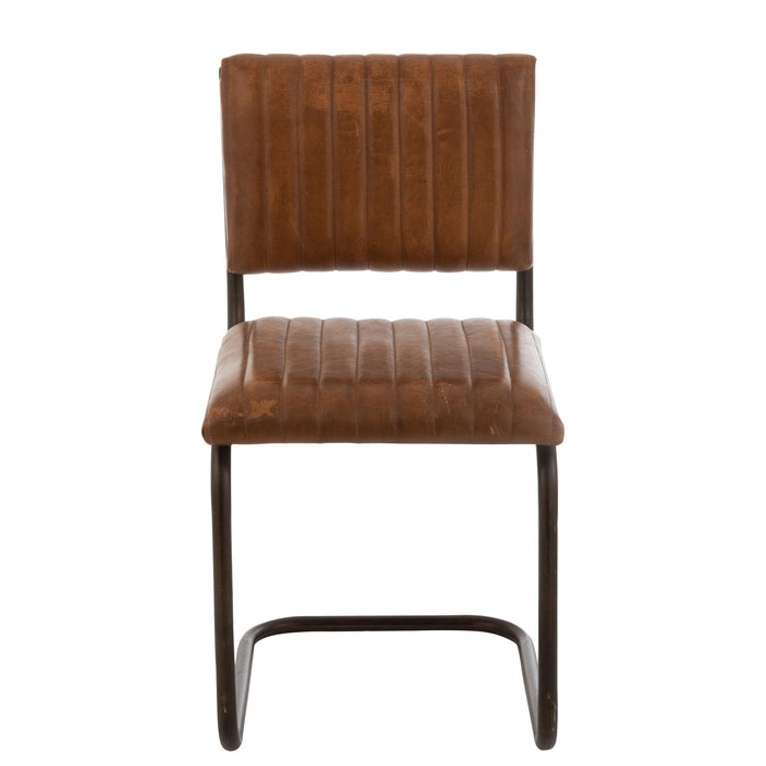 Eetkamerstoel Bruin Leer 45 cm 45x52x88 cm-Eetkamerstoelen-J-Line