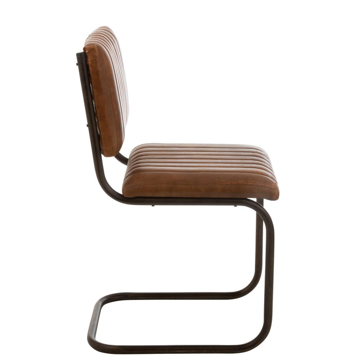 Eetkamerstoel Bruin Leer 45 cm-Eetkamerstoelen-J-Line