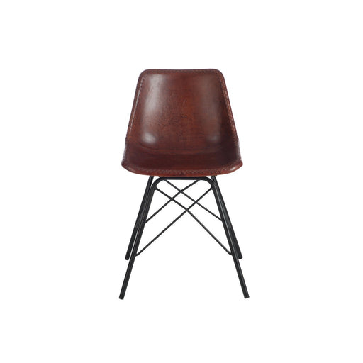 Eetkamerstoel Bruin Leer 49 cm 49x46x79 cm-Eetkamerstoelen-J-Line