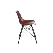 Eetkamerstoel Bruin Leer 49 cm 49x46x79 cm-Eetkamerstoelen-J-Line