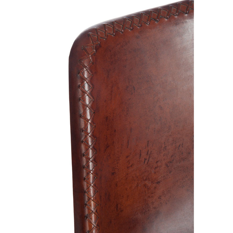 Eetkamerstoel Bruin Leer 49 cm 49x46x79 cm-Eetkamerstoelen-J-Line