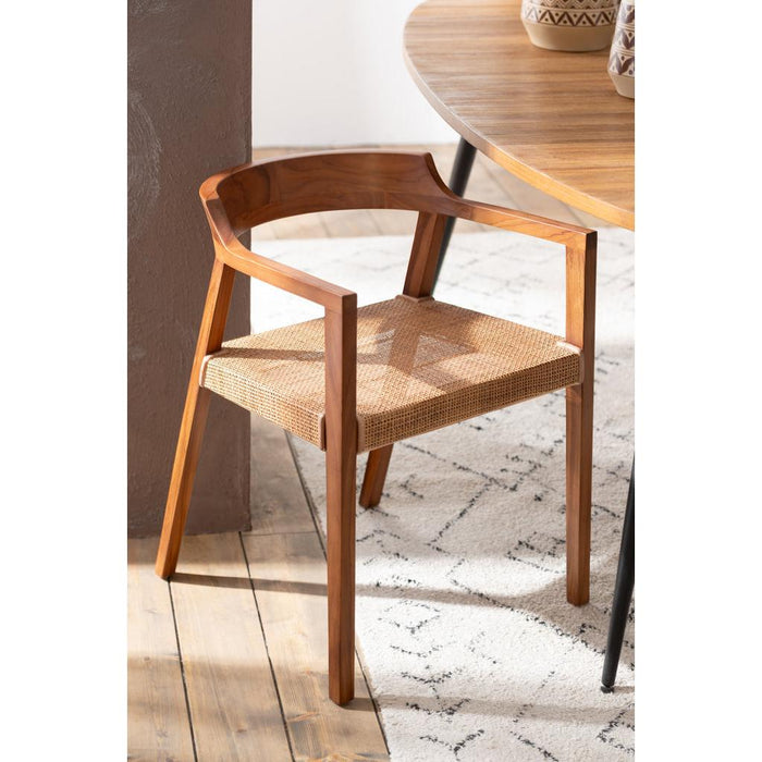 Eetkamerstoel Bruin Teakhout Vierkant 55 cm-Eetkamerstoelen-J-Line