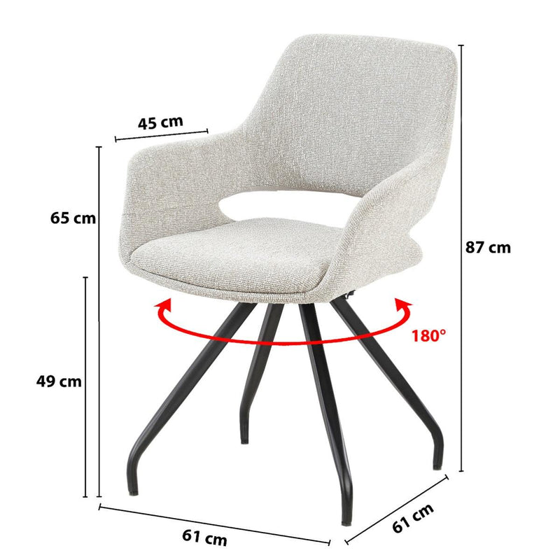 Eetkamerstoel Capp Beige Draaibaar 61 cm 61x61x88 cm-Eetkamerstoelen-Livingfurn