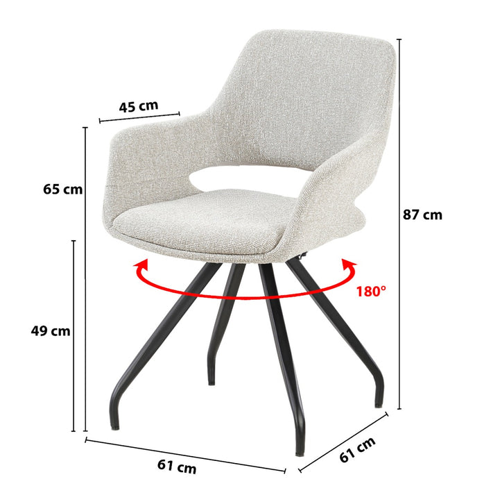 Eetkamerstoel Capp Beige Draaibaar 61 cm-Eetkamerstoelen-Livingfurn