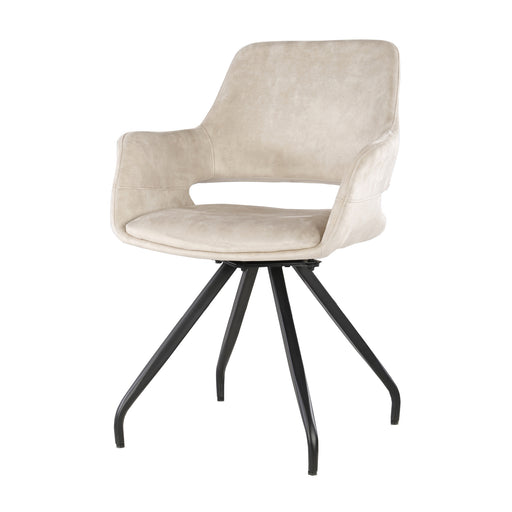 Eetkamerstoel Capp Beige Fluweel Draaibaar 61 cm 61x61x88 cm-Eetkamerstoelen-Livingfurn