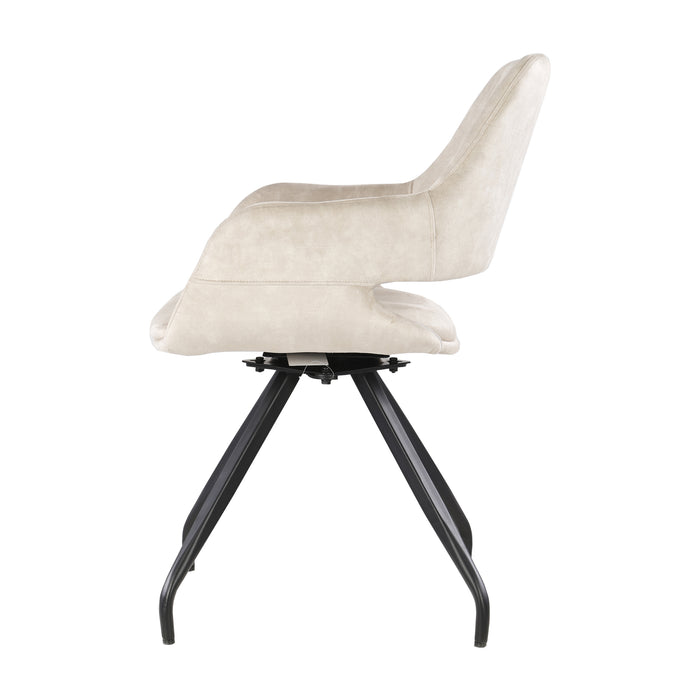 Eetkamerstoel Capp Beige Fluweel Draaibaar 61 cm 61x61x88 cm-Eetkamerstoelen-Livingfurn