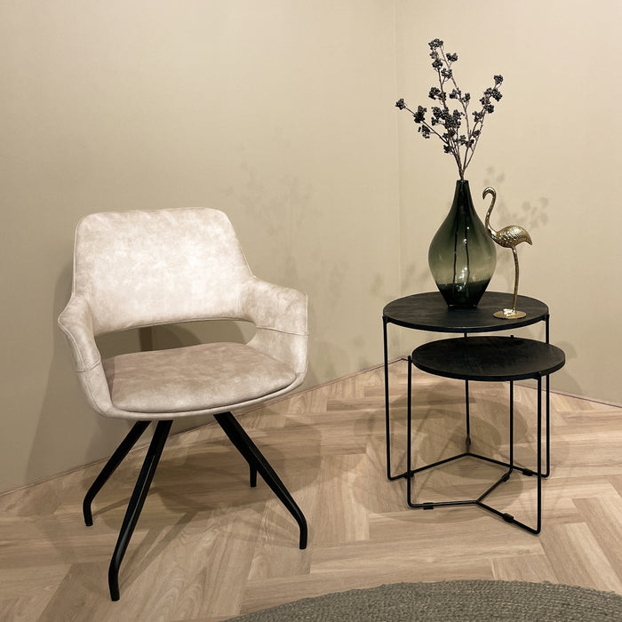 Eetkamerstoel Capp Beige Fluweel Draaibaar 61 cm 61x61x88 cm-Eetkamerstoelen-Livingfurn