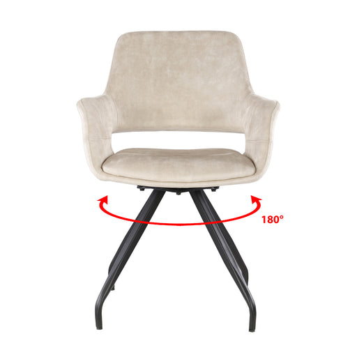 Eetkamerstoel Capp Beige Fluweel Draaibaar 61 cm-Eetkamerstoelen-Livingfurn