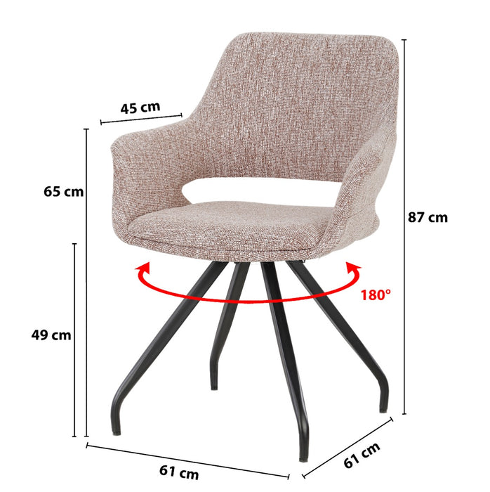 Eetkamerstoel Capp Blossom Roze Draaibaar 61 cm-Eetkamerstoelen-Livingfurn