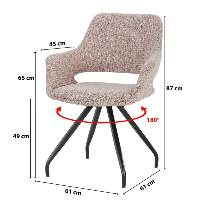 Eetkamerstoel Capp Blossom Roze Draaibaar 61 cm-Eetkamerstoelen-Livingfurn