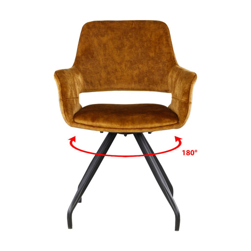 Eetkamerstoel Capp Oker Fluweel Draaibaar 61 cm-Eetkamerstoelen-Livingfurn