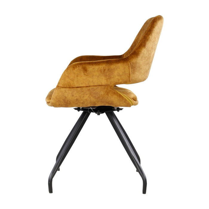 Eetkamerstoel Capp Oker Fluweel Draaibaar 61 cm-Eetkamerstoelen-Livingfurn
