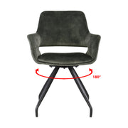 Eetkamerstoel Capp Olijfgroen Fluweel Draaibaar 61 cm-Eetkamerstoelen-Livingfurn