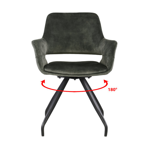Eetkamerstoel Capp Olijfgroen Fluweel Draaibaar 61 cm-Eetkamerstoelen-Livingfurn