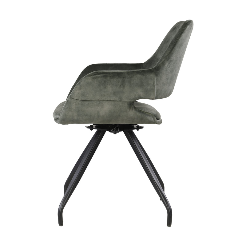Eetkamerstoel Capp Olijfgroen Fluweel Draaibaar 61 cm-Eetkamerstoelen-Livingfurn