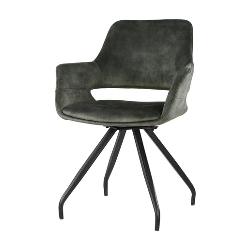 Eetkamerstoel Capp Olijfgroen Fluweel Draaibaar 61 cm-Eetkamerstoelen-Livingfurn