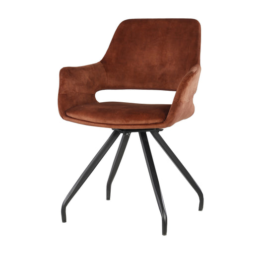 Eetkamerstoel Capp Roestbruin Fluweel Draaibaar 61 cm 61x61x88 cm-Eetkamerstoelen-Livingfurn