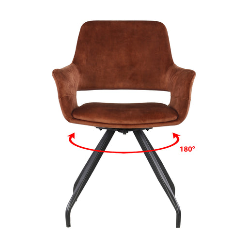 Eetkamerstoel Capp Roestbruin Fluweel Draaibaar 61 cm-Eetkamerstoelen-Livingfurn