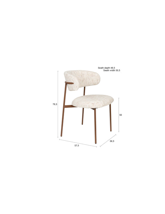 Eetkamerstoel Claes Off-white Polyester Wit 57.5x56.5 cm