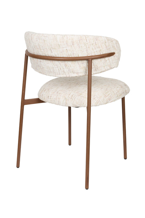 Eetkamerstoel Claes Off-white Polyester Wit 57.5x56.5 cm-Eetkamerstoelen-Creating Home