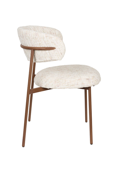 Eetkamerstoel Claes Off-white Polyester Wit 57.5x56.5 cm-Eetkamerstoelen-Creating Home