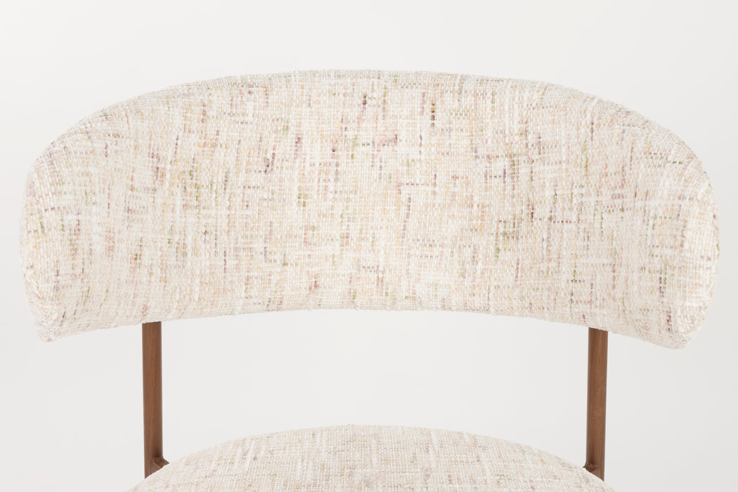 Eetkamerstoel Claes Off-white Polyester Wit 57.5x56.5 cm-Eetkamerstoelen-Creating Home