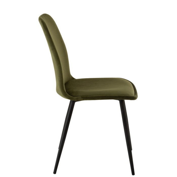 Eetkamerstoel Claire Metaal | Textiel Green-Eetkamerstoelen-J-Line