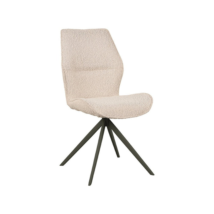 Eetkamerstoel Comfy | Naturel | Boucle | Zwarte poten-Eetkamerstoelen-LABEL51