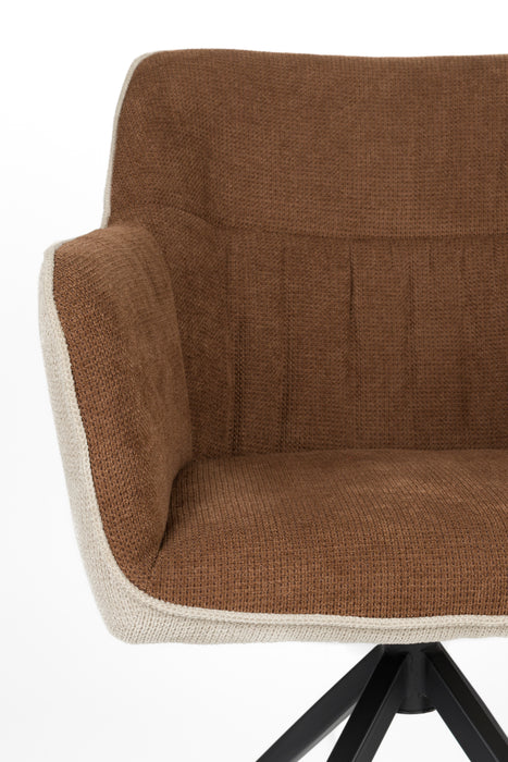 Eetkamerstoel Daley Beige/bruin Polyester Bruin 63x62.5 cm-Eetkamerstoelen-Creating Home