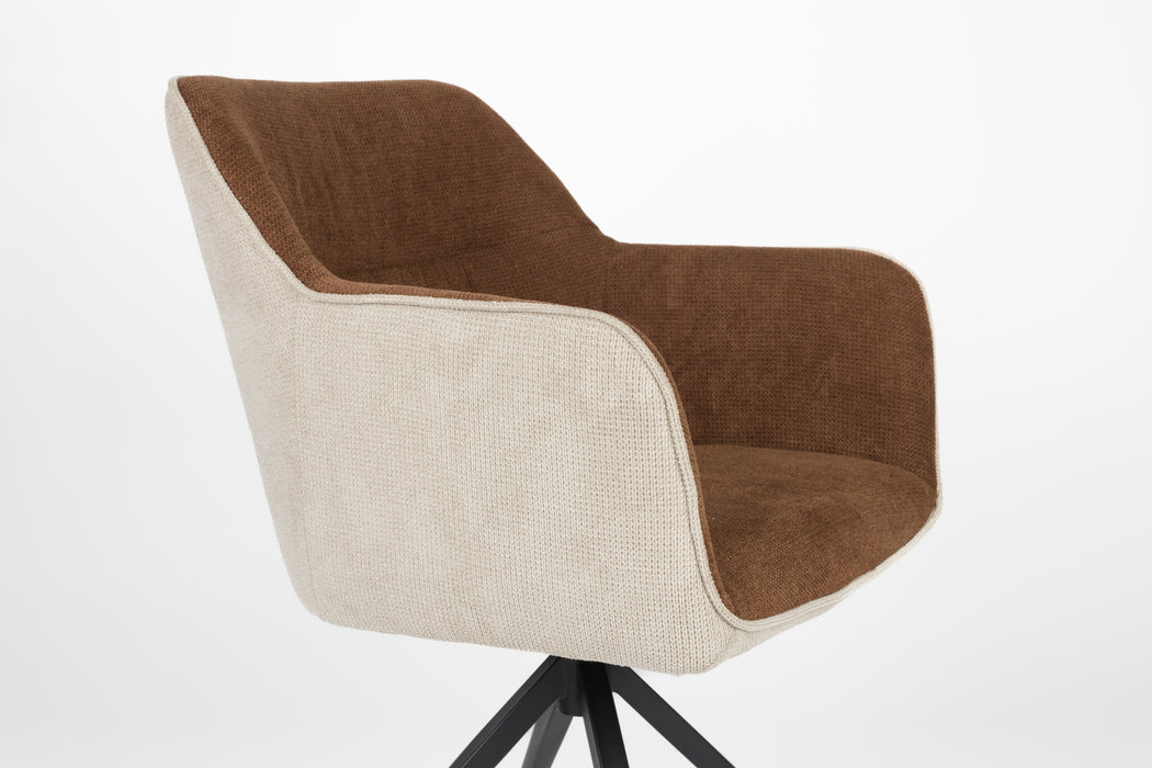 Eetkamerstoel Daley Beige/bruin Polyester Bruin 63x62.5 cm-Eetkamerstoelen-Creating Home