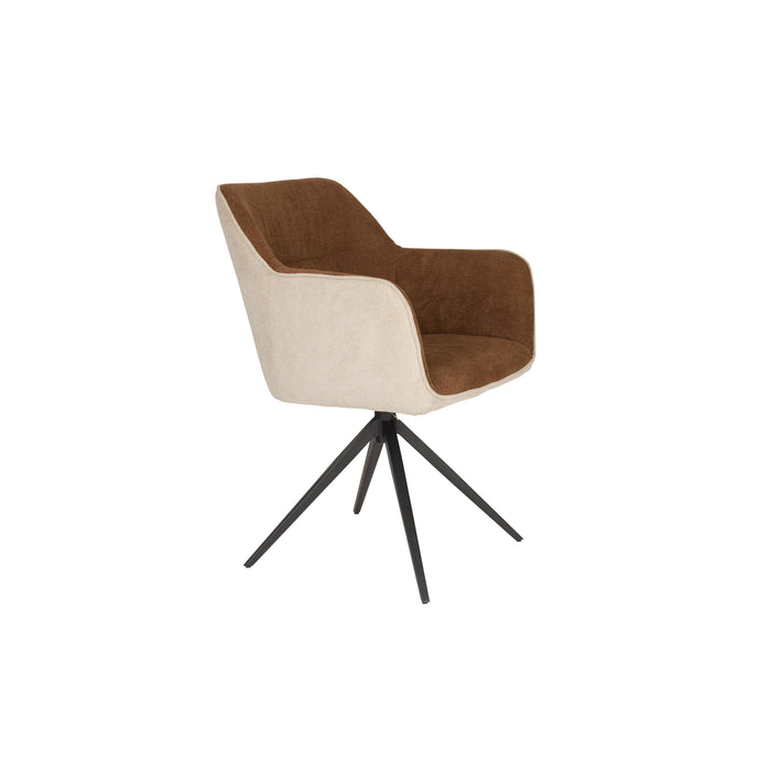 Eetkamerstoel Daley Beige/bruin Polyester Bruin 63x62.5 cm-Eetkamerstoelen-Creating Home