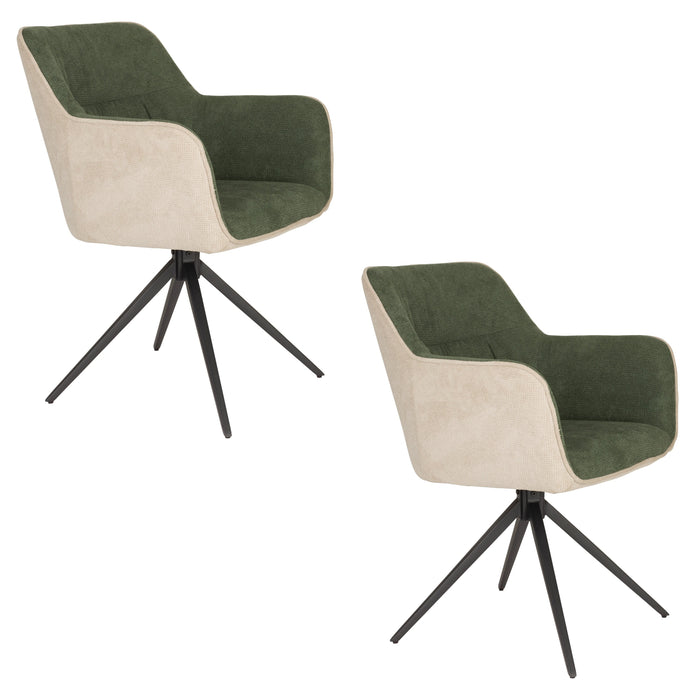 Eetkamerstoel Daley Beige/green Polyester Groen 63x62.5 cm