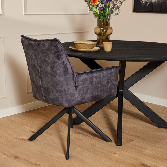 Eetkamerstoel Dani | Velvet Antraciet | Draaibaar-Eetkamerstoelen-Starfurn