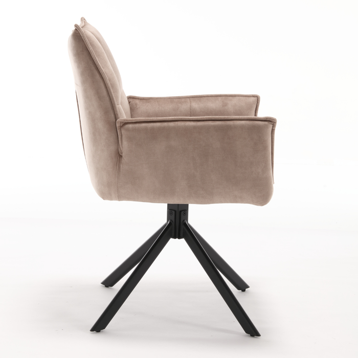 Eetkamerstoel Dani | Velvet Beige | Draaibaar-Eetkamerstoelen-Starfurn