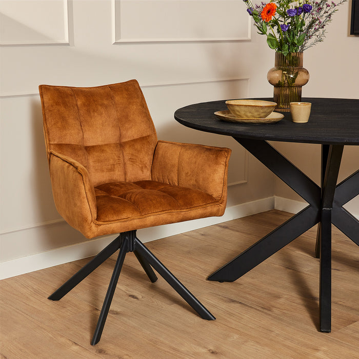 Eetkamerstoel Dani | Velvet Gold | Draaibaar-Eetkamerstoelen-Starfurn