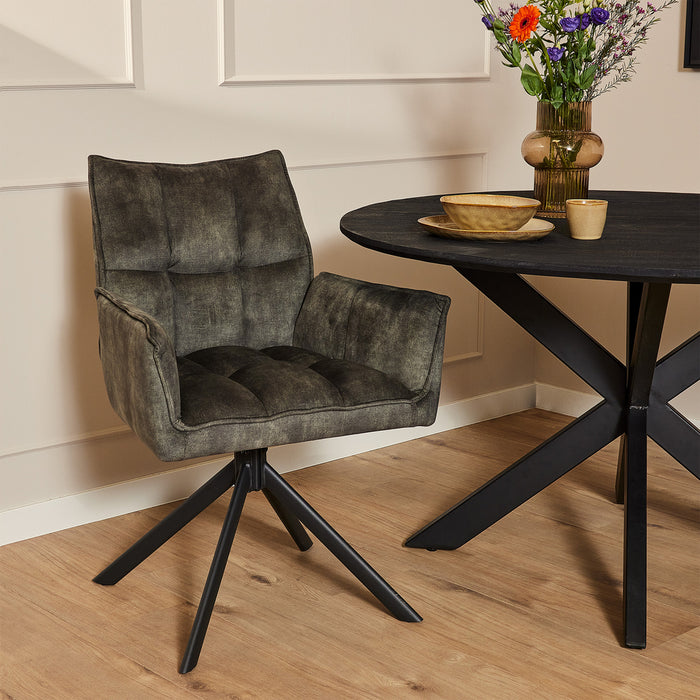 Eetkamerstoel Dani | Velvet Hunter Green | Draaibaar-Eetkamerstoelen-Starfurn