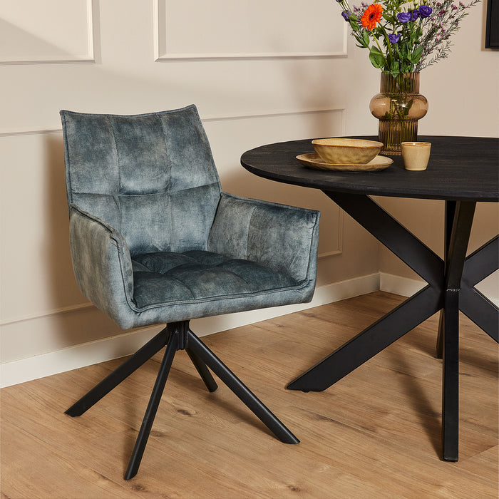 Eetkamerstoel Dani | Velvet Light Blue | Draaibaar-Eetkamerstoelen-Starfurn