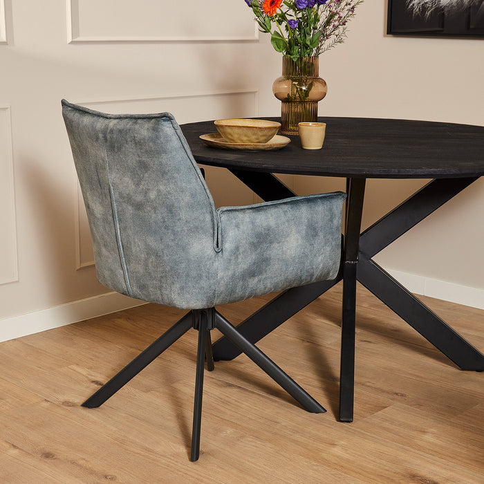 Eetkamerstoel Dani | Velvet Light Blue | Draaibaar-Eetkamerstoelen-Starfurn