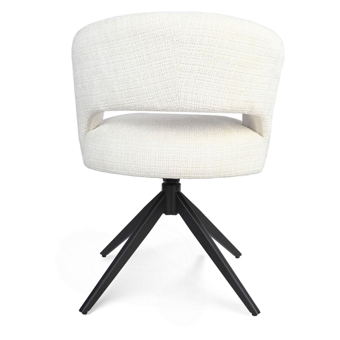Eetkamerstoel Demi | Off White | Poot Black | Met armleuning-Eetkamerstoelen-Creating Home