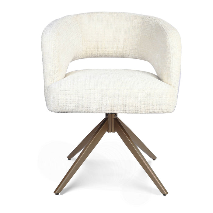 Eetkamerstoel Demi | Off White | Poot Bronze | Met armleuning-Eetkamerstoelen-Creating Home