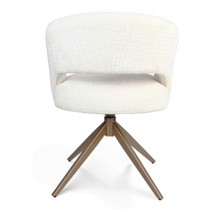 Eetkamerstoel Demi | Off White | Poot Bronze | Met armleuning-Eetkamerstoelen-Creating Home