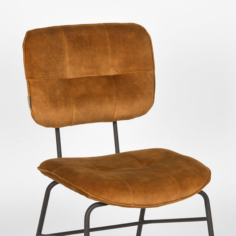Eetkamerstoel Dez Oker Velours Zwart Metalen Frame 49x60x87 cm-Eetkamerstoelen-LABEL51