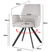 Eetkamerstoel Diana Beige Draaibaar 57 cm-Eetkamerstoelen-Livingfurn