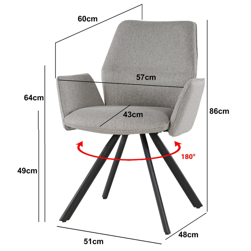 Eetkamerstoel Diana Taupe Draaibaar 57 cm-Eetkamerstoelen-Livingfurn