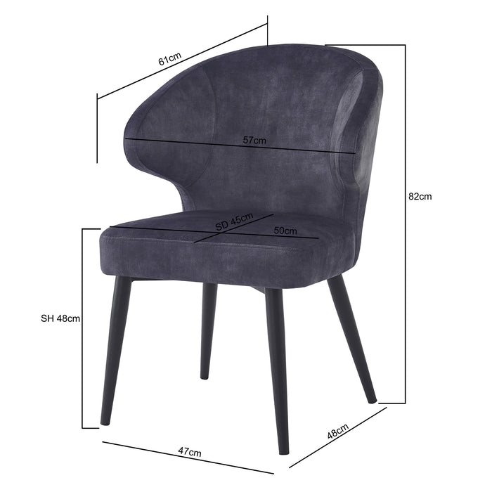 Eetkamerstoel Donna Antraciet 57 cm-Eetkamerstoelen-Livingfurn