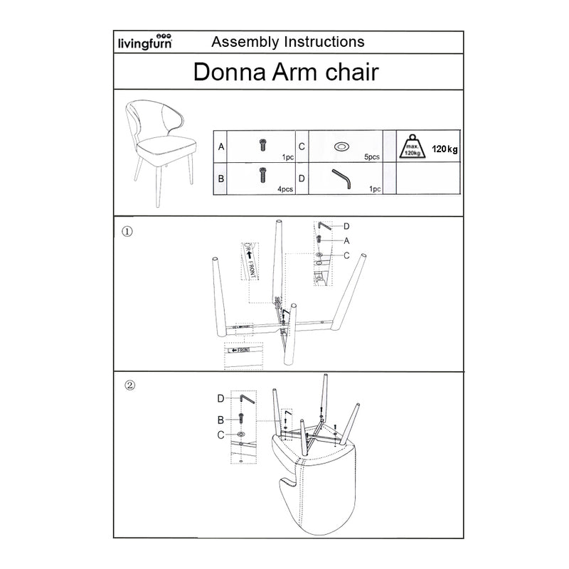 Eetkamerstoel Donna Antraciet 57 cm-Eetkamerstoelen-Livingfurn
