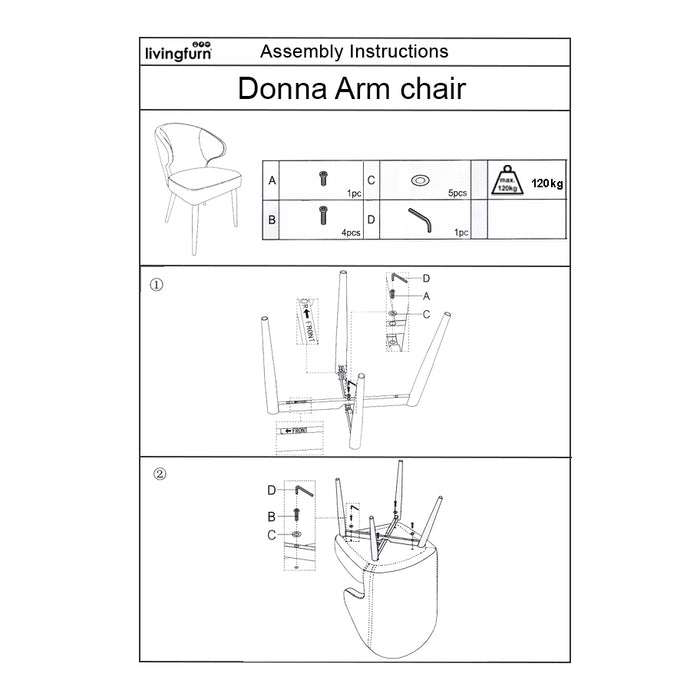 Eetkamerstoel Donna Antraciet 57 cm-Eetkamerstoelen-Livingfurn