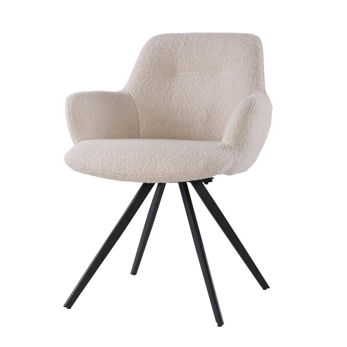 Eetkamerstoel Doreen Bouclé Beige Draaibaar 61 cm 61x65x83 cm-Eetkamerstoelen-Livingfurn