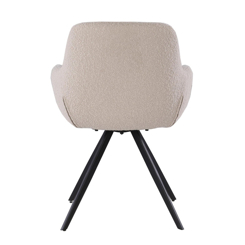 Eetkamerstoel Doreen Bouclé Beige Draaibaar 61 cm 61x65x83 cm-Eetkamerstoelen-Livingfurn